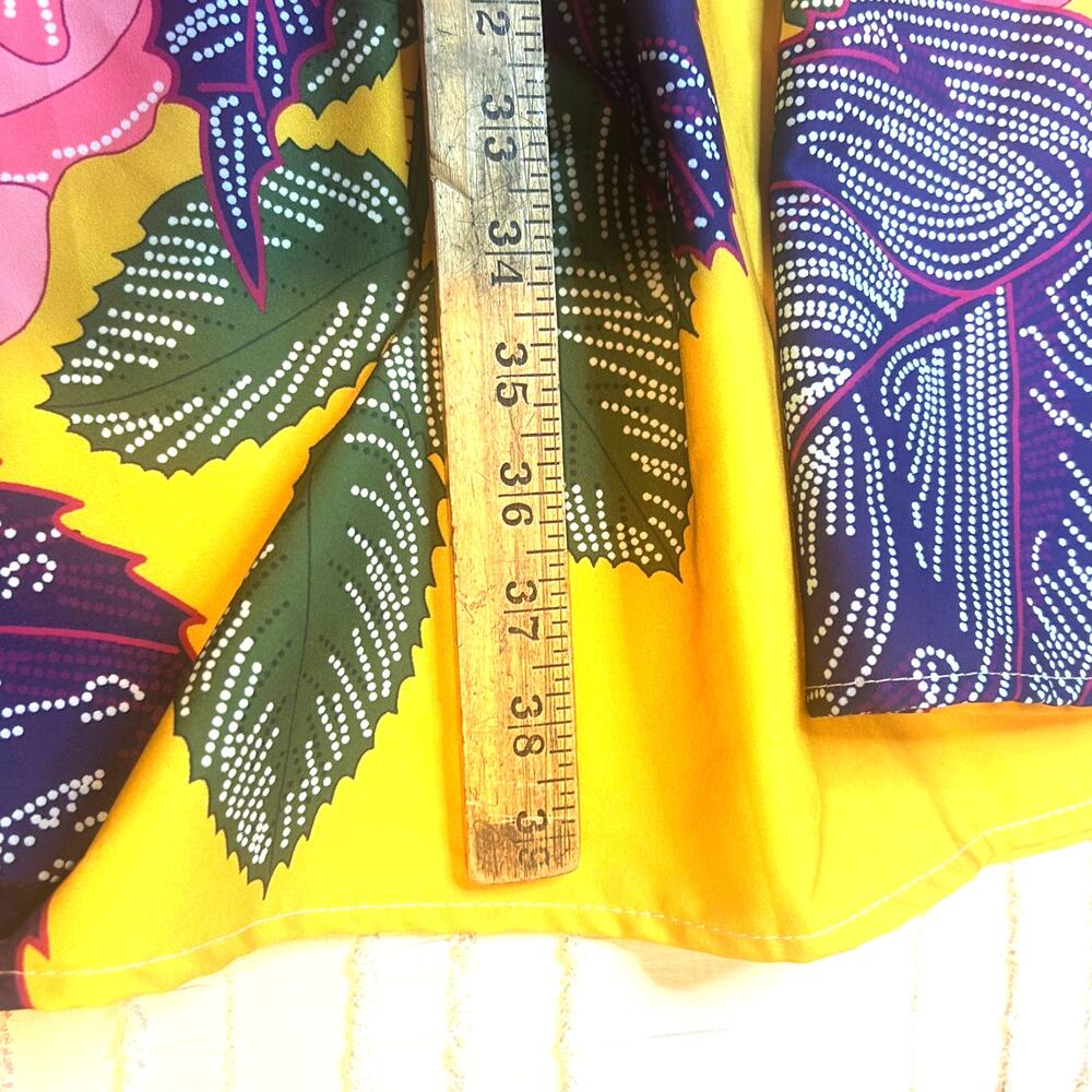 Yellow Floral Maxi Skirt Large Elastic Waist Boho Resort Vacation Cottagecore - Picture 5 of 7